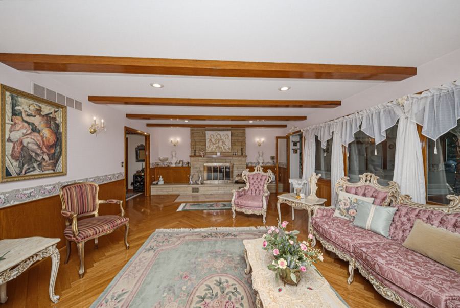 Beamed living room