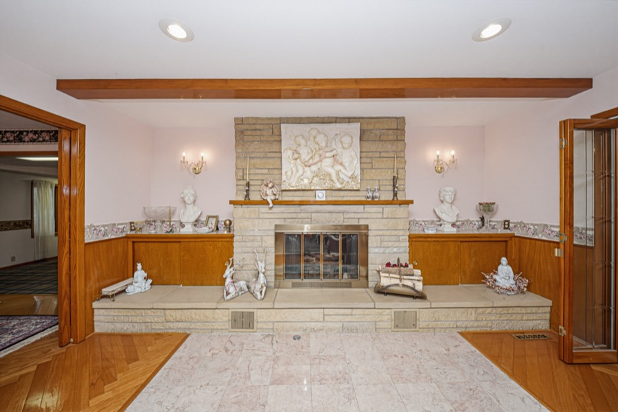 Stone fireplace