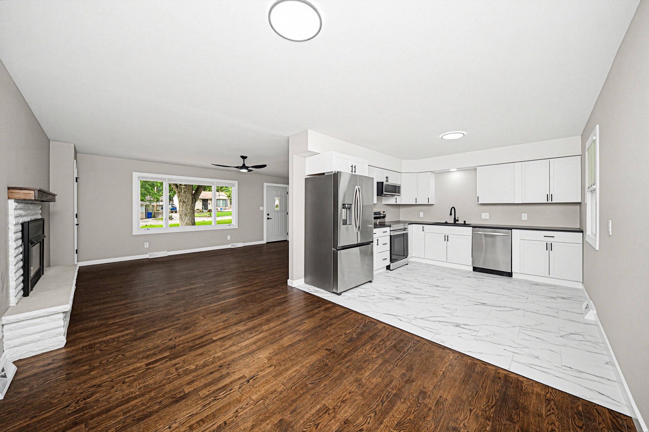 Open living and kitchen