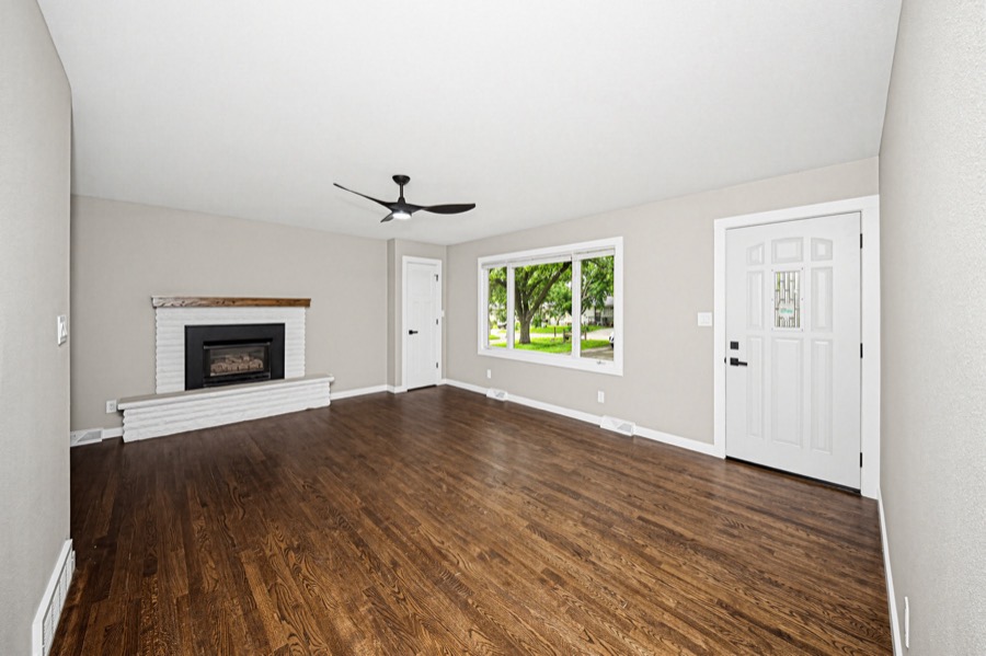 Living room with fireplace